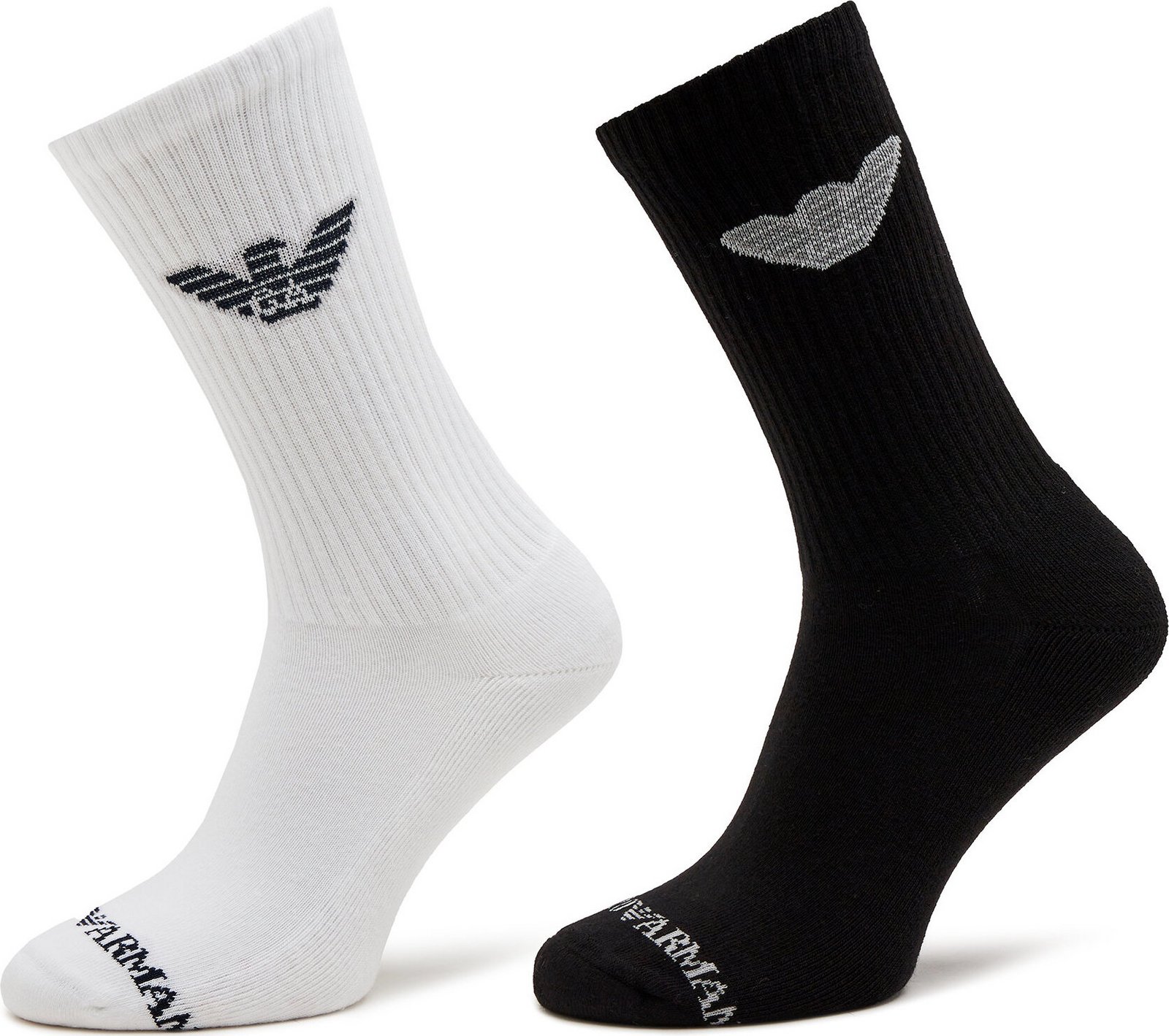 Sada 2 párů pánských vysokých ponožek Emporio Armani 303122 4R345 00911 Bianco/Nero