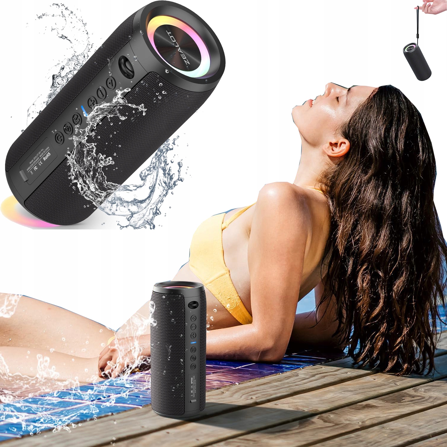 Led Bluetooth Audio Přehrávač Přenosný Reproduktor Vodotěsný Pro Koupelnu