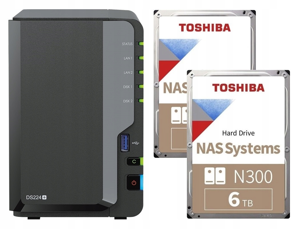 Synology DS224+ 6GB Ram 2x 6TB Toshiba N300