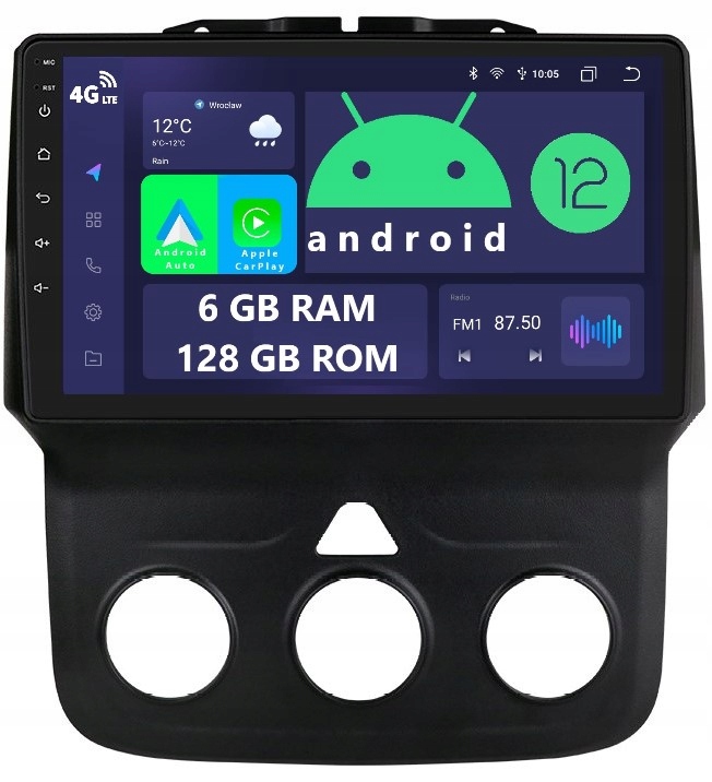 Radio 2DIN Navigace Android Dodge Ram IV 6/128 Gb Dsp Carplay Lte