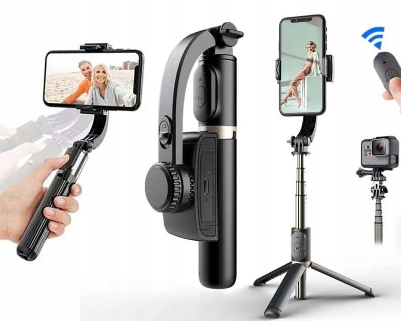 Gimbal Selfie Stick Stabilizátor obrazu Tripod Stativ Kijek dálkové ovládání 75cm Bt