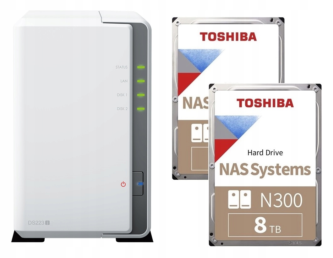 Nas Synology DS223j 2x 8TB Toshiba N300