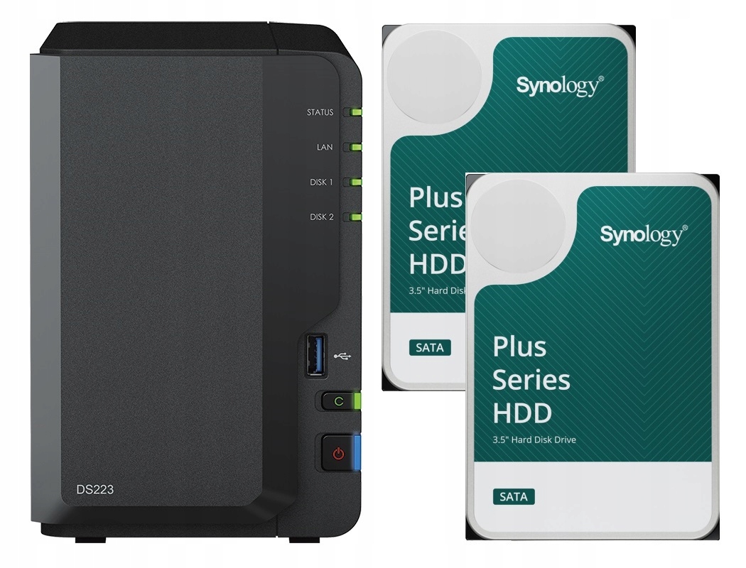 Synology DS223 2GB 2x 12TB Synology Plus HAT3310