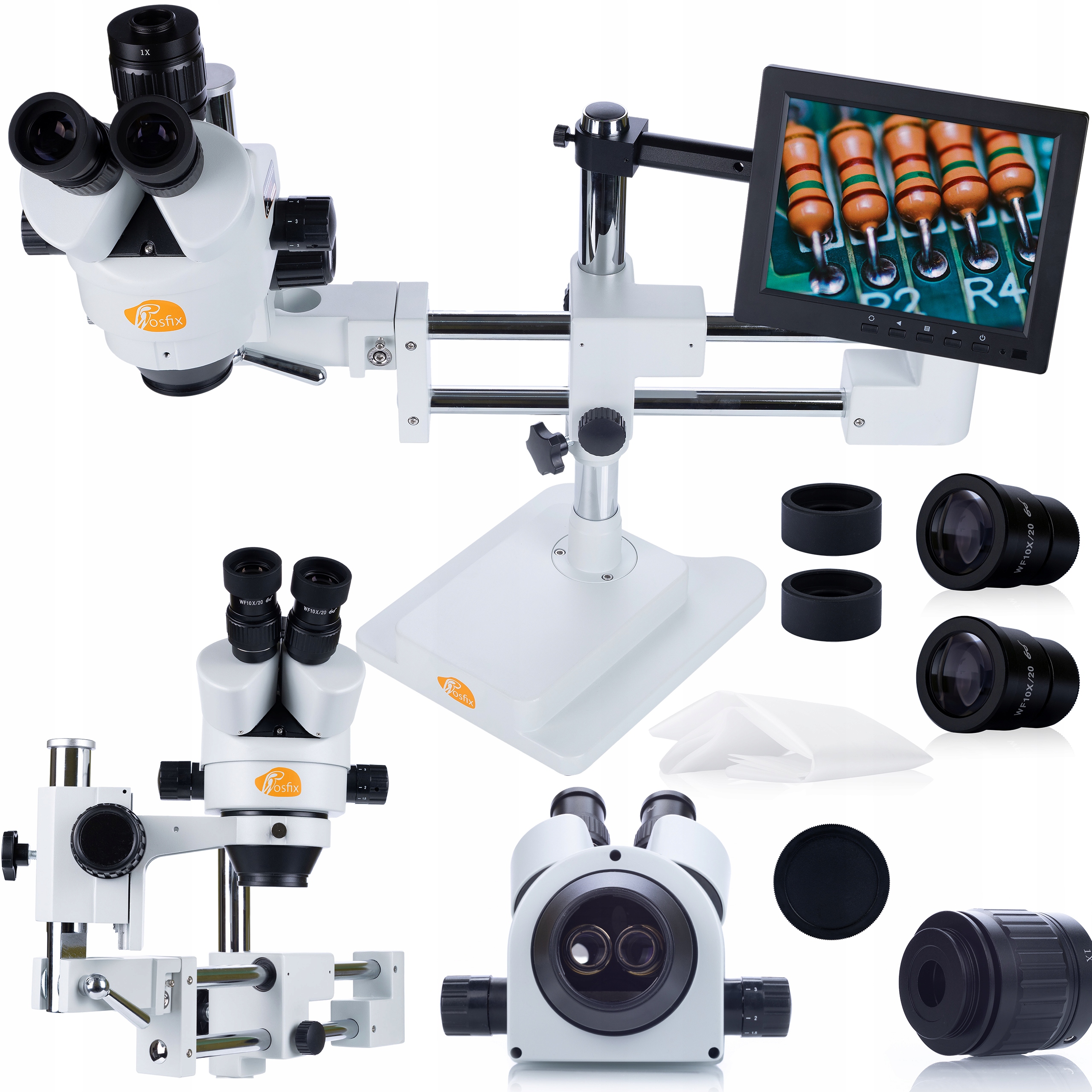 Sada Stereoskopický Mikroskop Trinokulární Jeřáb Držák Displej 8