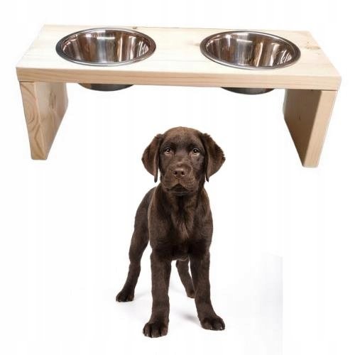 Dvojitý Stojan Na Psí Misky Dřevěný L