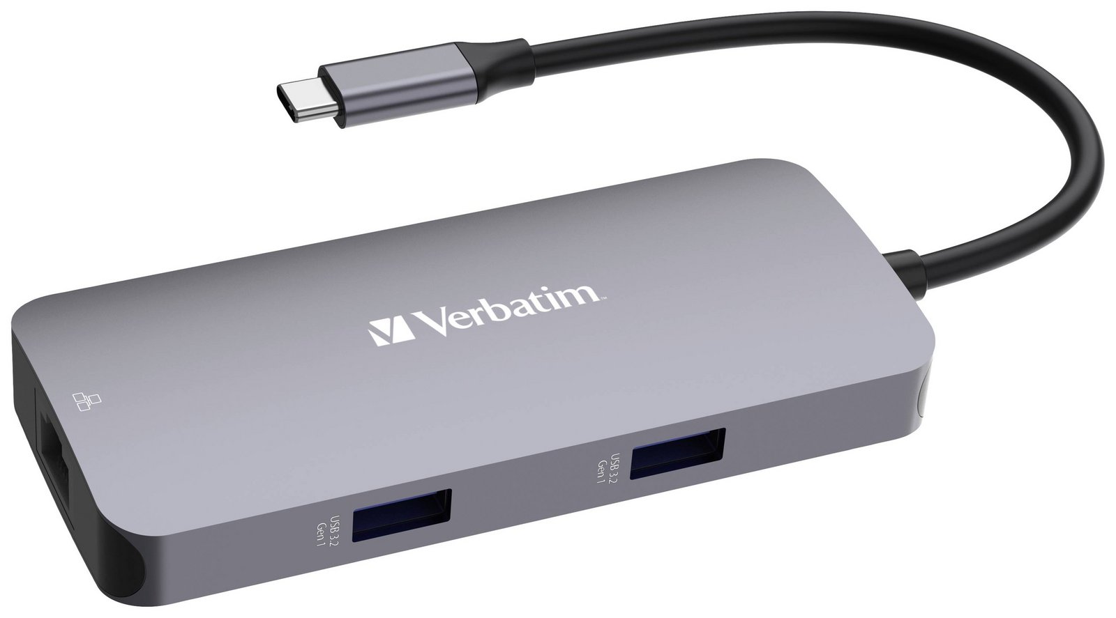 Verbatim CMH-05 5 portů #####USB-C® (USB 3.2 Gen 1) Multiport Hub s vestavěnou síťovou přípojkou, s portem pro rychlé nabíjení, s konektorem USB C, UHD šedá