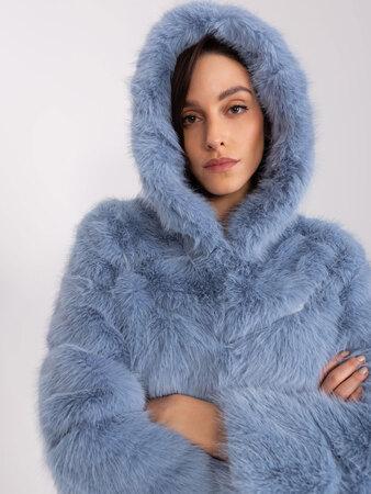 Fashionhunters Světle modrá přechodná bunda s eko kožíškem.Velikost: L/XL