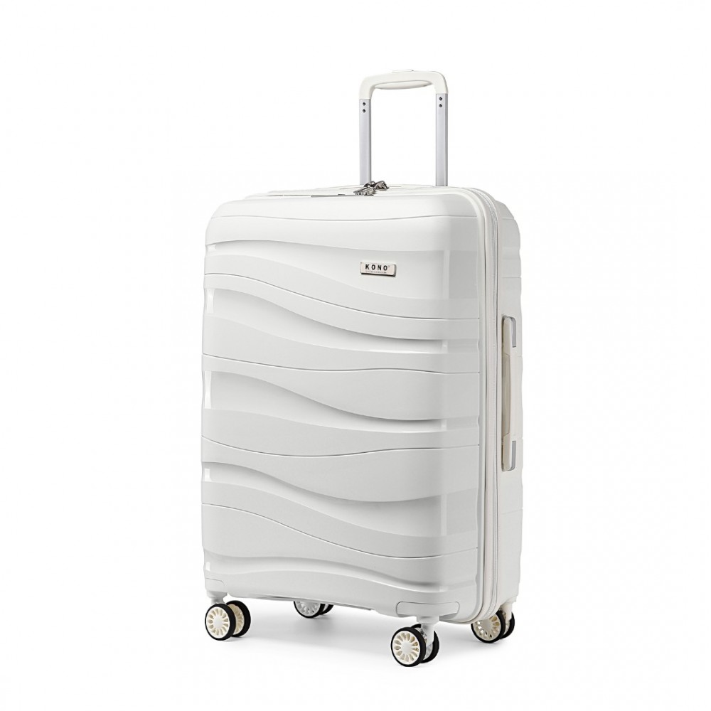 KONO Cestovní kufr na kolečkách s TSA zámkem 105L - bílá