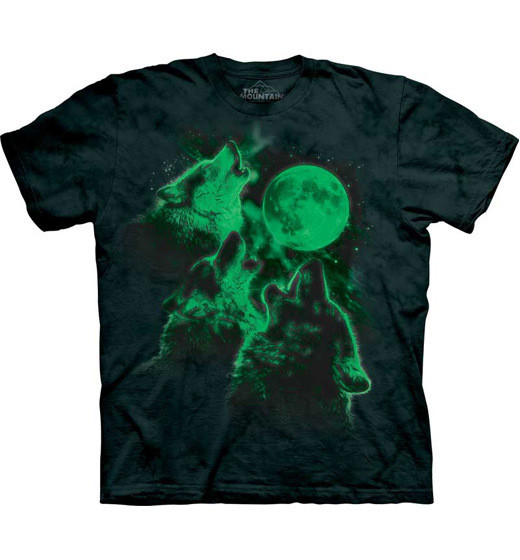 Pánské batikované triko The Mountain - svítící -  Wolf Moon Velikost: S
