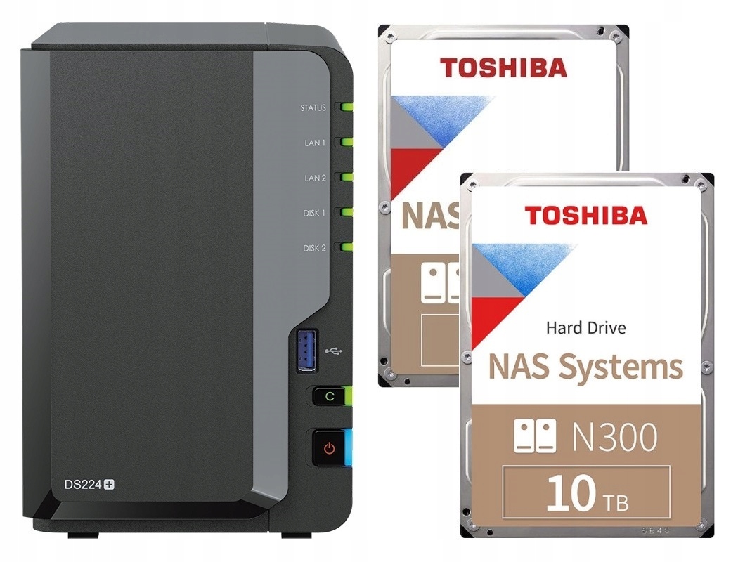 Synology DS224+ 6GB Ram 2x 10TB Toshiba N300