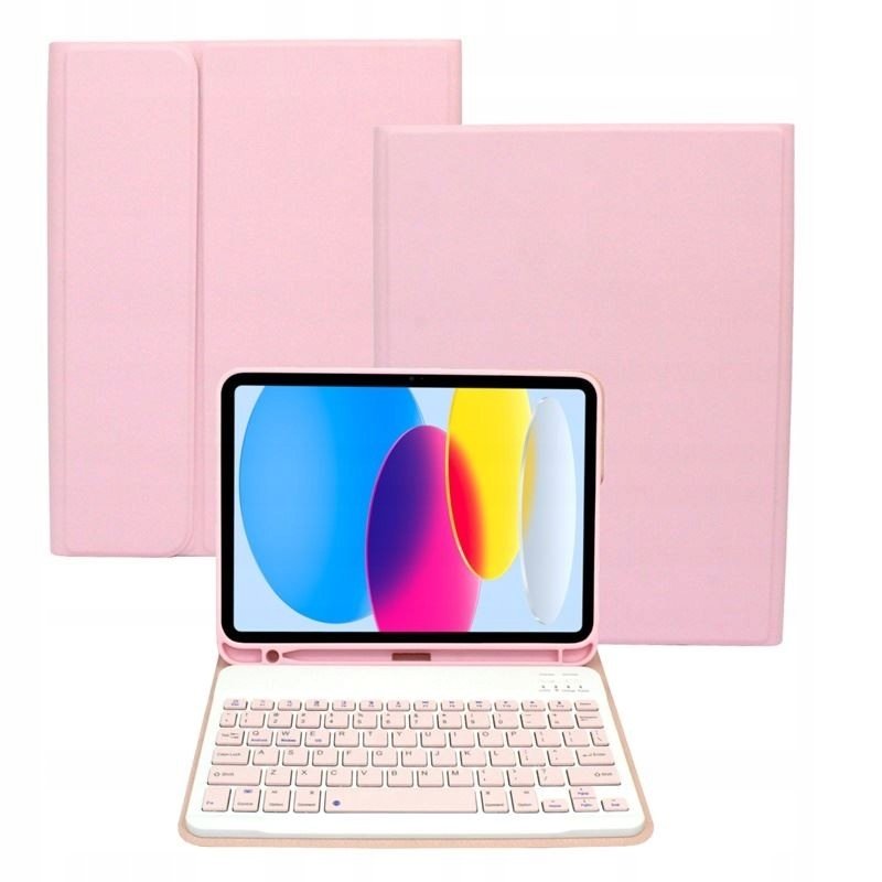 Pouzdro s bluetooth klávesnicí pro Apple iPad 2022 10th 10.9 A2757 A2696 růžové