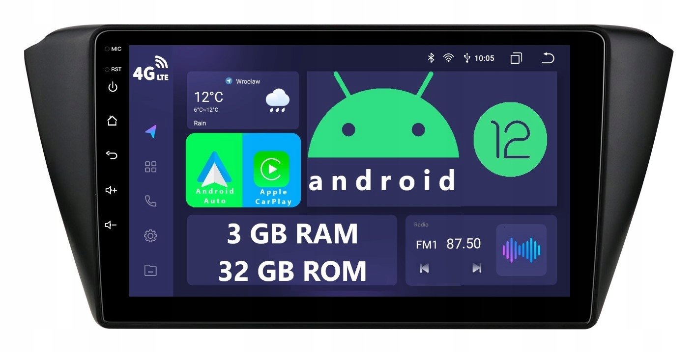 Radio 2DIN Navigace Android Skoda Fabia 3 3/32 Gb Dsp Lte Carplay