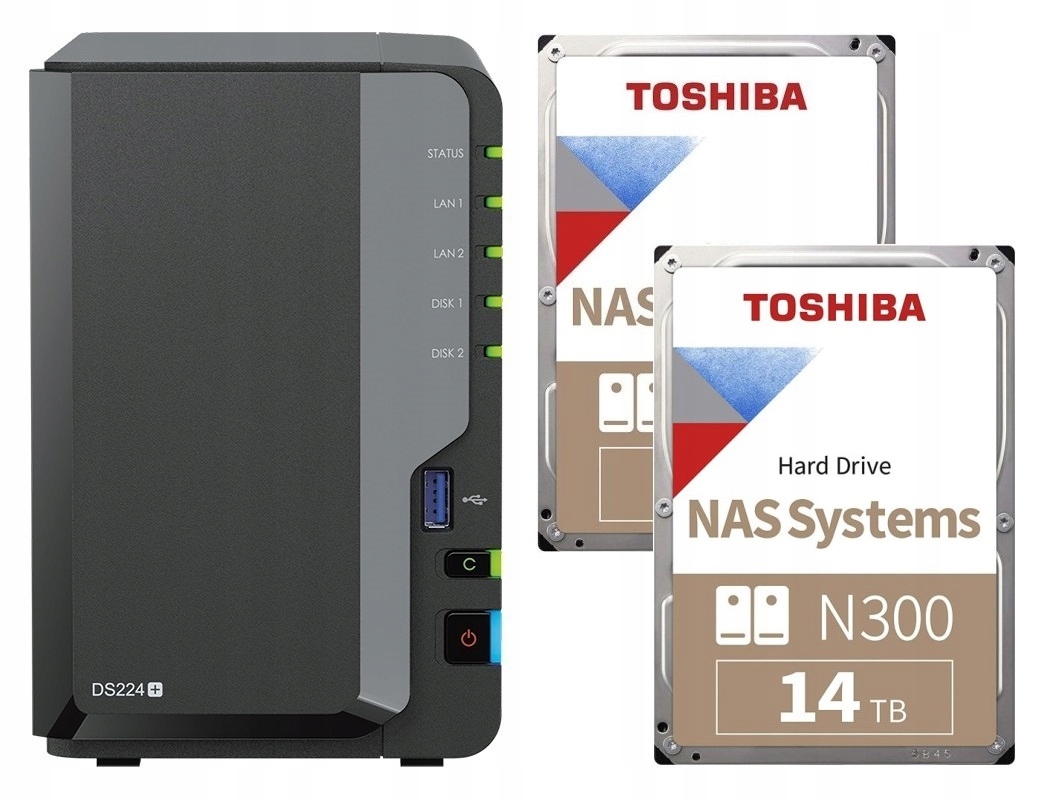 Synology DS224+ 6GB Ram 2x 14TB Toshiba N300