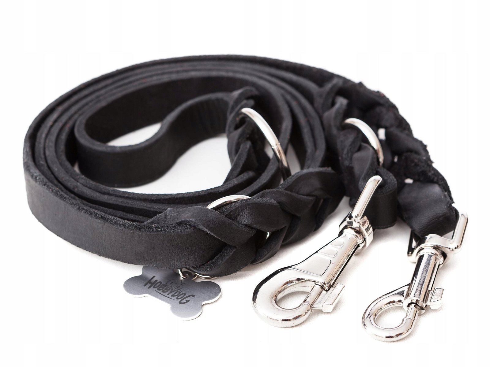 Vodítko kožené pro psa o šířce 25mm a délce 220cm, černá barva