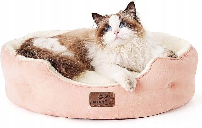Bedsure pelíšek postýlka Kulatá Pro Kočky psa 51cm růžová