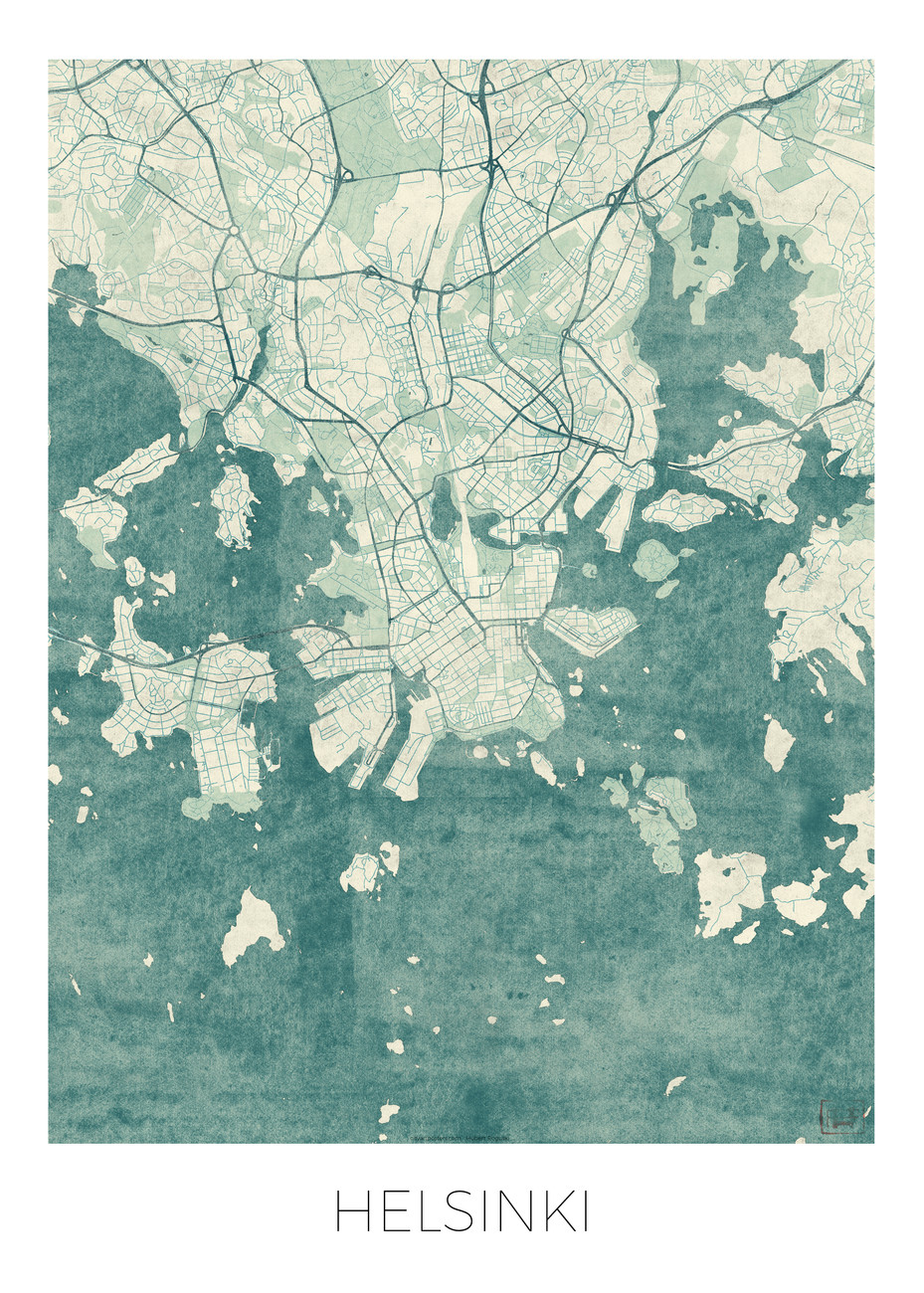Hubert Roguski Mapa Helsinki, Hubert Roguski, (30 x 40 cm)