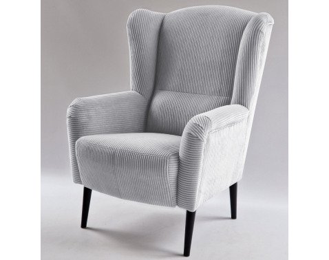 Křeslo ušák Canto, světle šedá strukturovaná látka