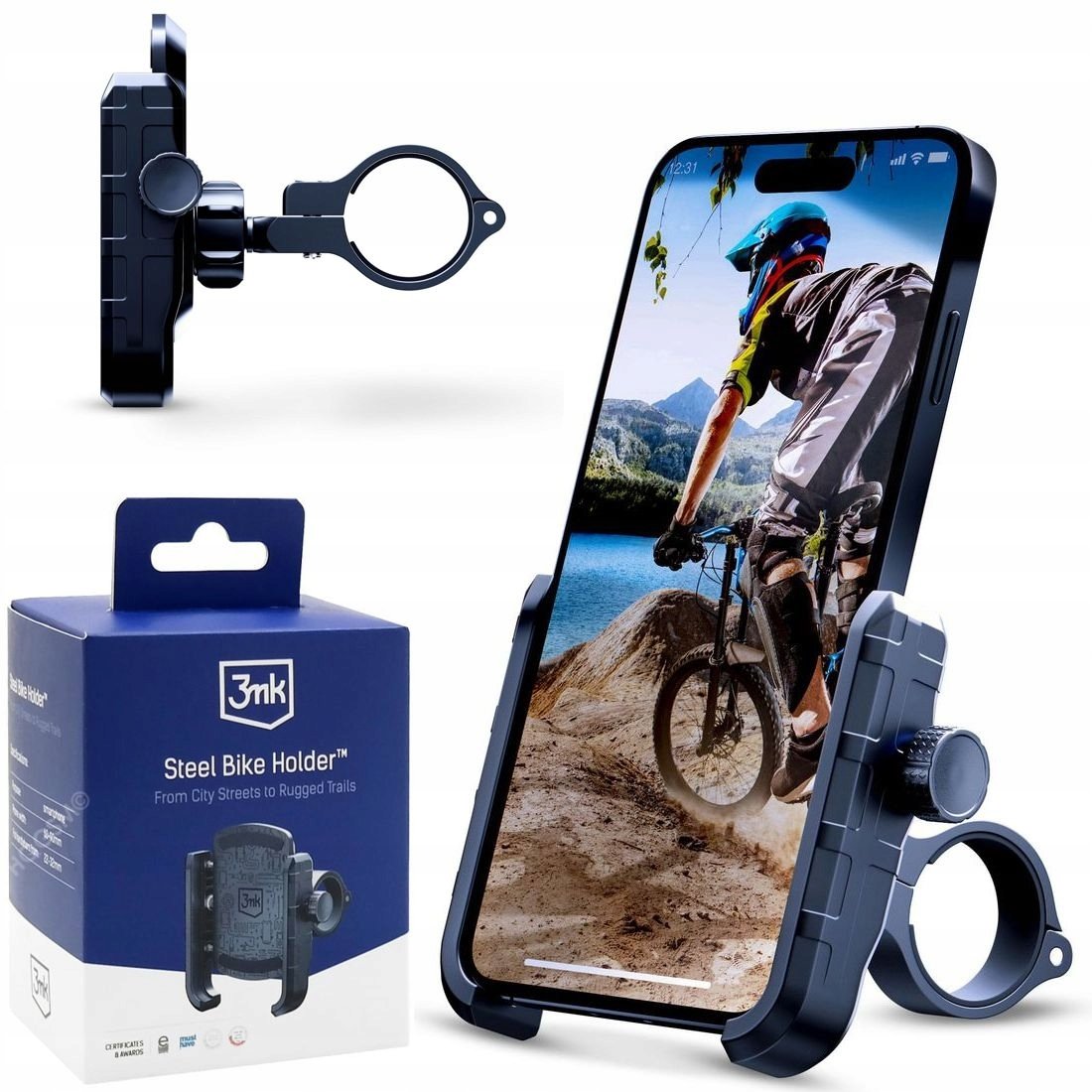 Držák 3mk, na kolo, motorku koloběžku na telefon na řídítka, rám, pevný