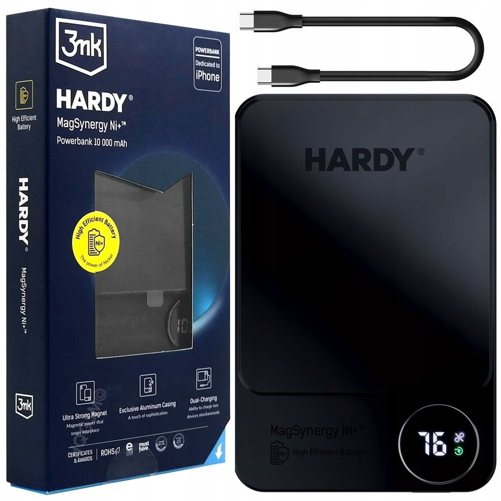 Powerbanka 10000 mAh MagSafe Qi Usb-c Lightning 3mk Hardy MagSynergy Ni+