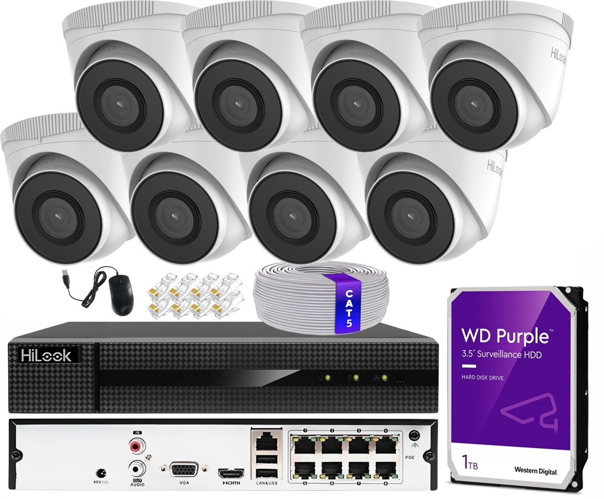 HiLook monitorovací sada by Hikvision T5 8x PoE Kit 5MPX