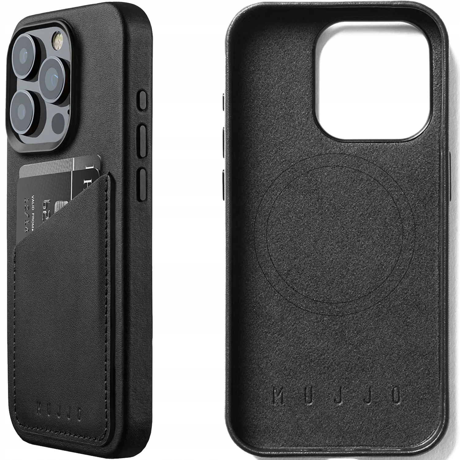 Pouzdro s MagSafe Mujjo pro iPhone 15 Pro Kryt Kůže Full Leather Wallet