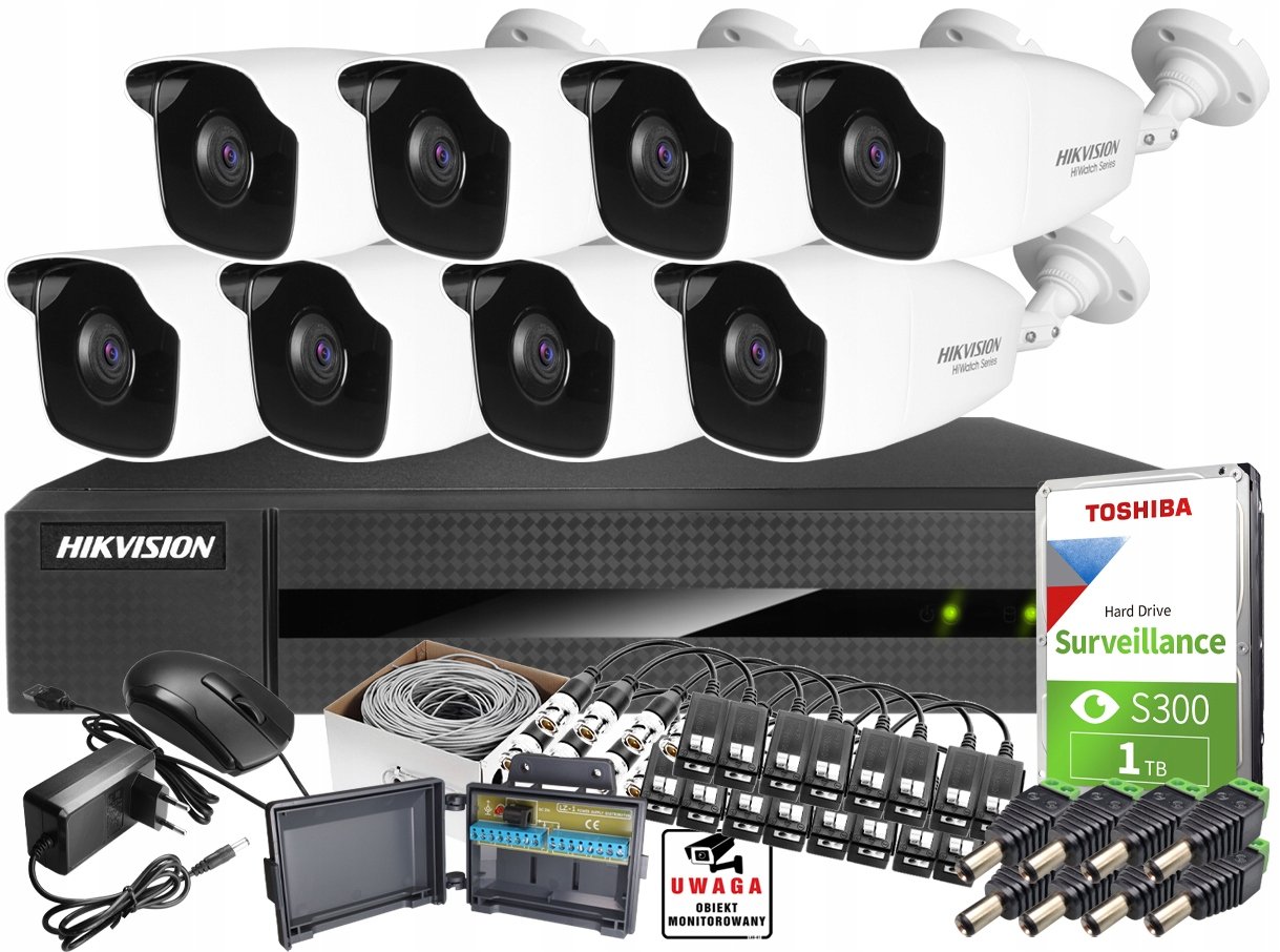 Monitorovací sada Hikvision HWD-5108M+HWT-B220-M(x8)+1TB