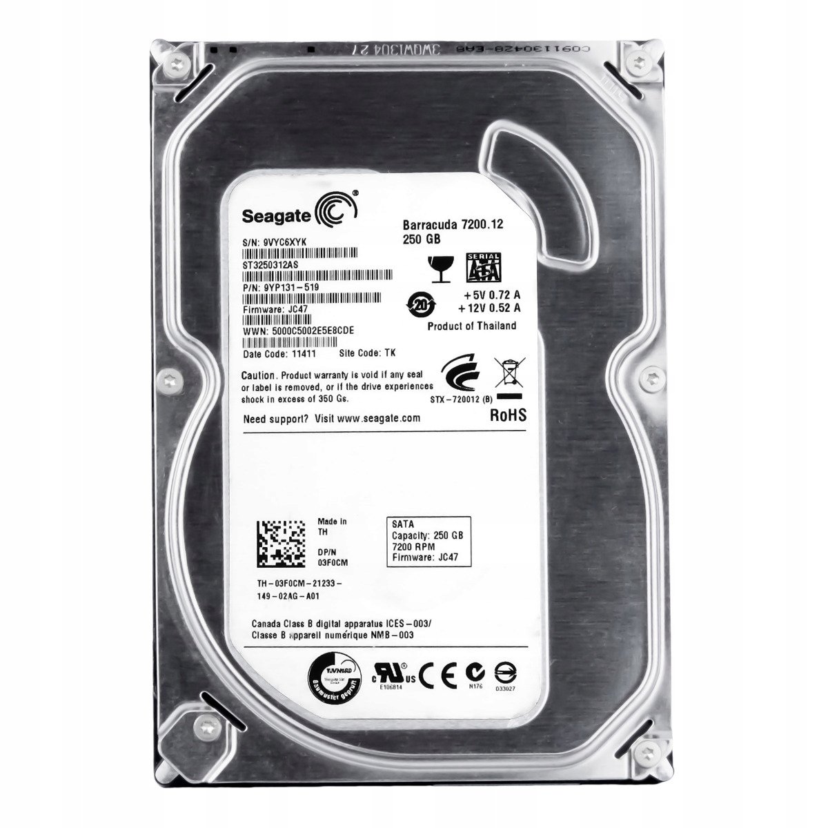 Dell 03F0CM 250GB 7.2K 8MB Sata III 3.5'' ST3250312AS