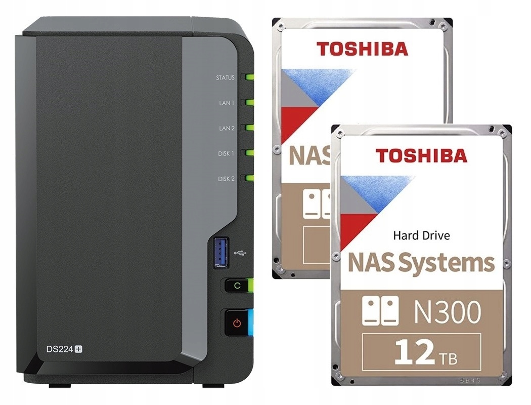 Synology DS224+ 6GB Ram 2x 12TB Toshiba N300
