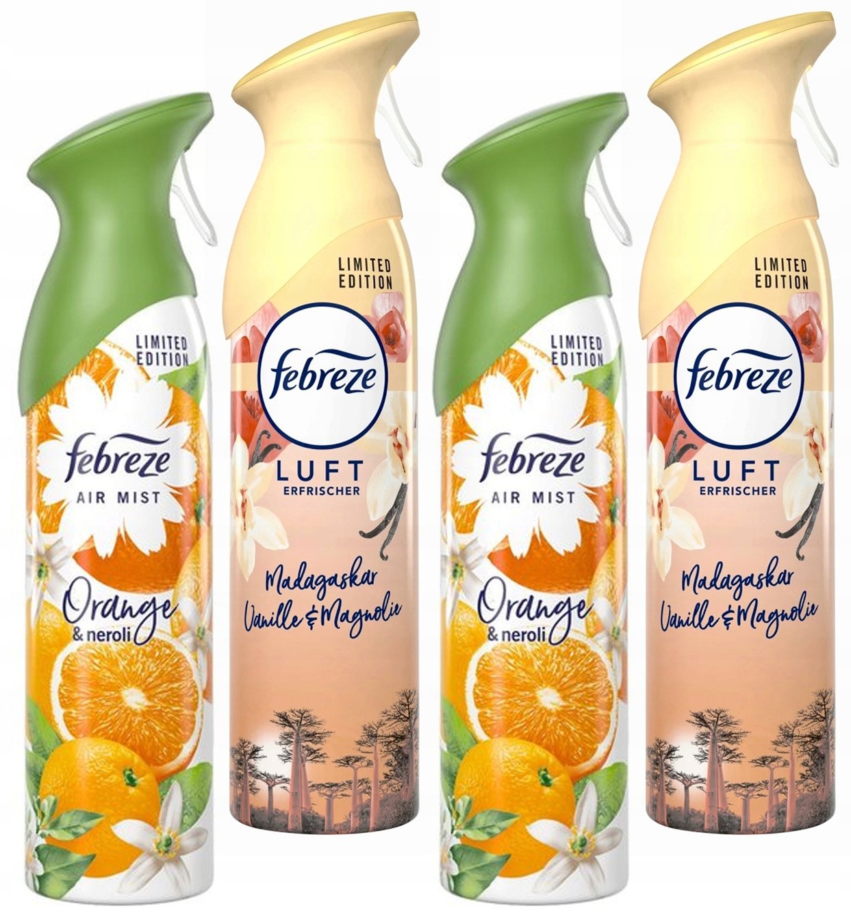 Febreze Osvěžovače ve spreji Vanilka a Magnolie Orange ‎& Neroli 300ml Mix