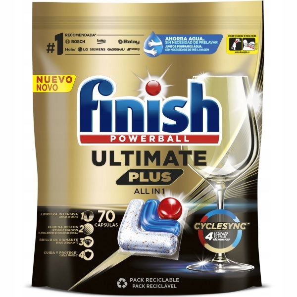 Finish Ultimate Plus kapsle/do myčky 70+Finish 250ml čistič+4ml vůně