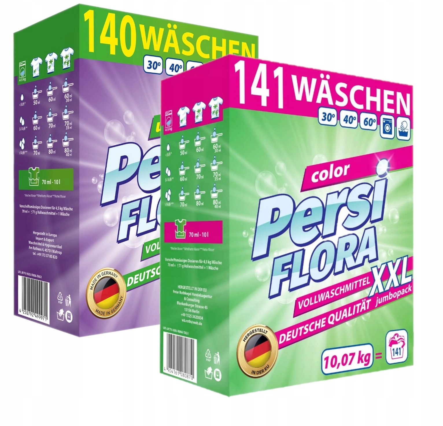 Prací prášek německý De barevný bílý Persi Flora 2x 10 kg