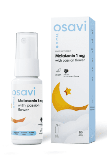 Osavi Melatonin with Passion Flower Oral Spray, Melatonin ústní sprej s mučenkou, černý rybíz, 1 mg, 25 ml