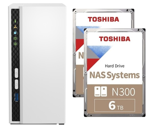 Nas server Qnap TS-233 2 x 6TB Toshiba N300