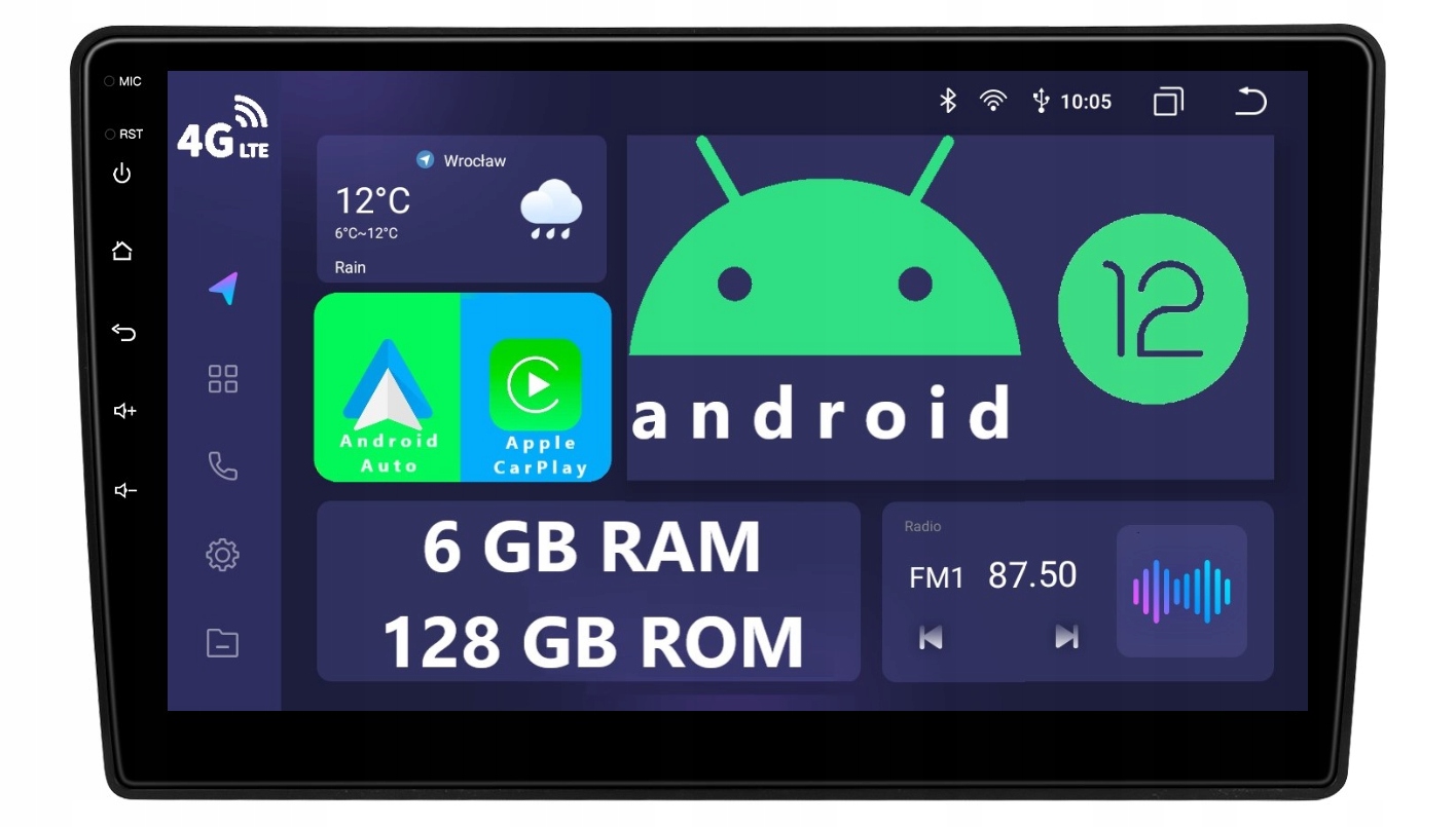 Radio 2DIN Navigace Android Citroen C5 III 6/128 Gb Dsp Lte Carplay