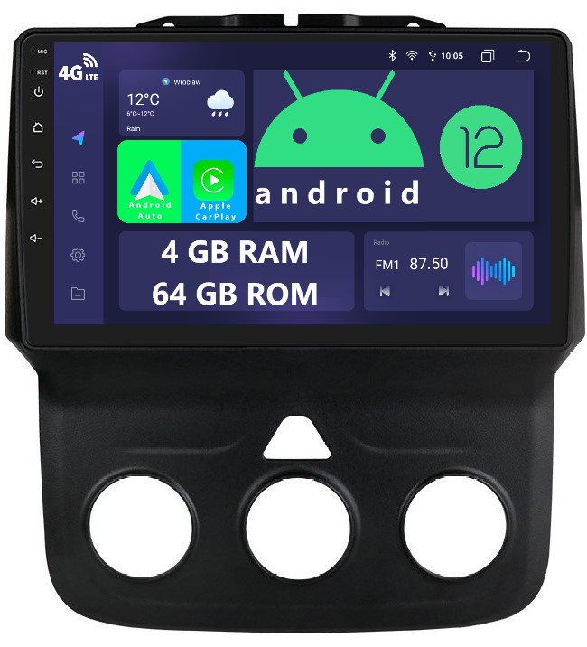 Radio 2DIN Navigace Android Dodge Ram 4 4/64 Gb Dsp Carplay Lte