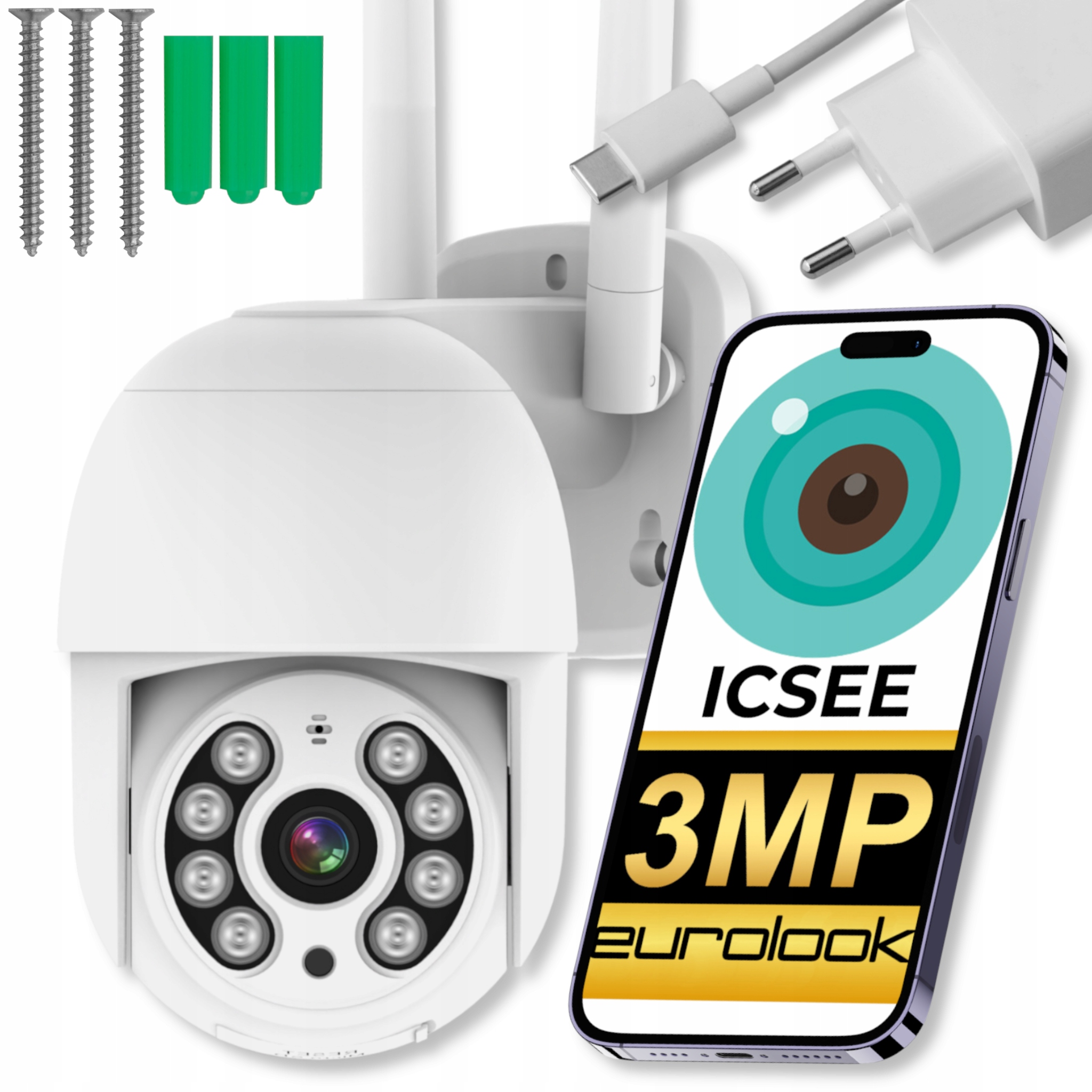 Venkovní Wifi Kamera Fullhd 3MPX Otočná 3MP Zoom 4X Detekce Monitoring