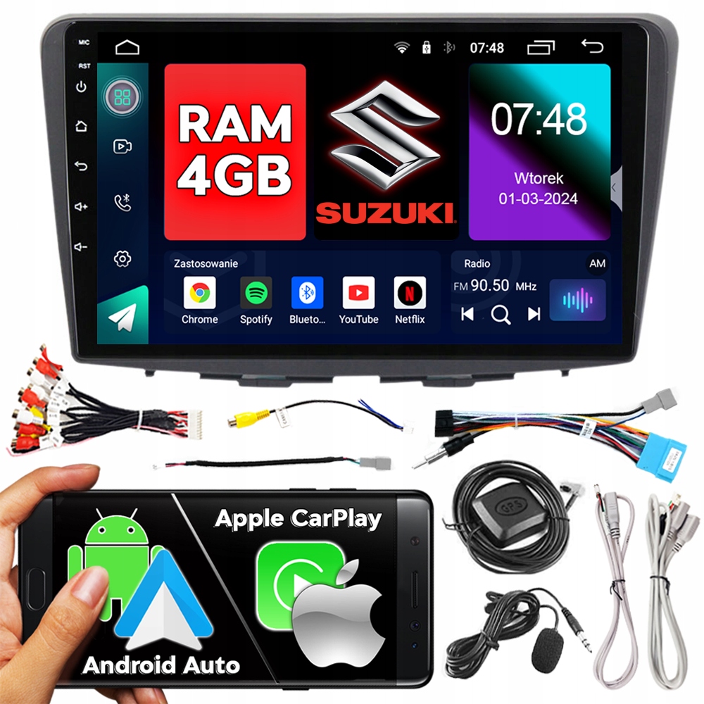 Ncs Navigační Rádio Pro Suzuki Baleno 2010-2019 Android Carplay 4 Gb Ram Bt