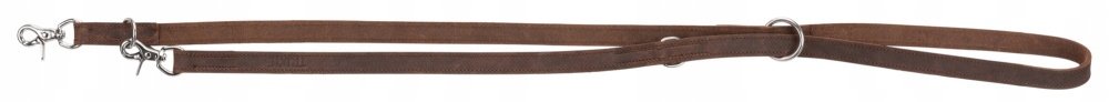 Vodítko nastavitelné Rustic ze silné kůže, M–L: 2.00 m/20 mm, tmavě hnědé