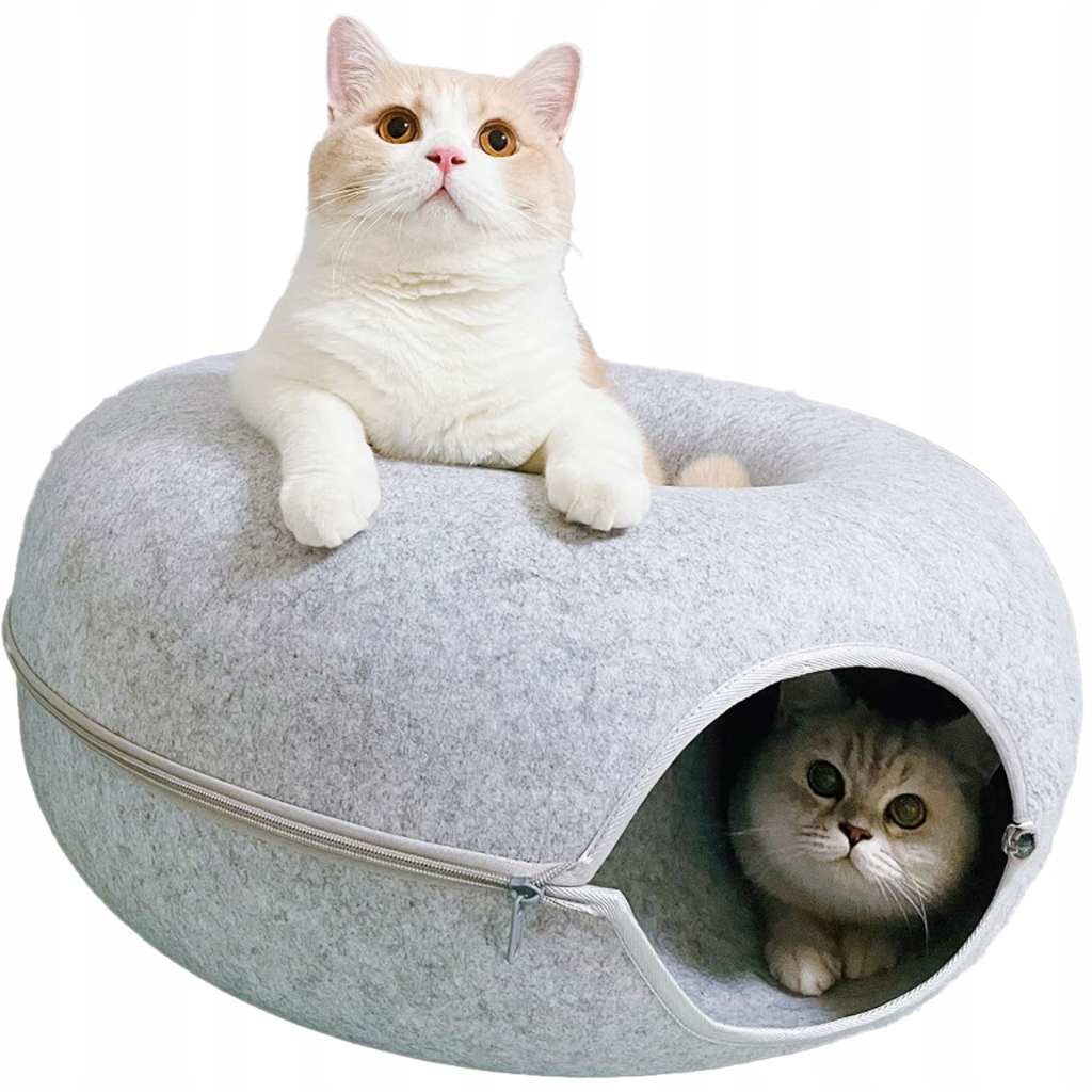 pelíšek Pro Kočky Tunel Donut Kobliha Domeček Hračka Plstěná Rozepínací Budka