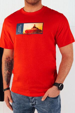 Dstreet Oranžové pánské tričko s potiskem RX5486 XXL, Oranžová,