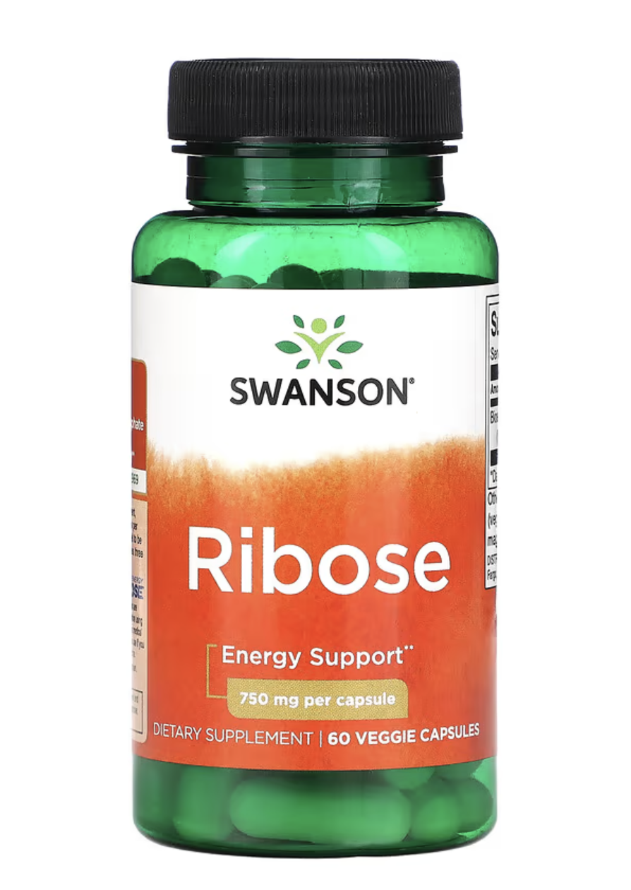 Swanson Ribose, ribóza, 750 mg, 60 rostlinných kapslí