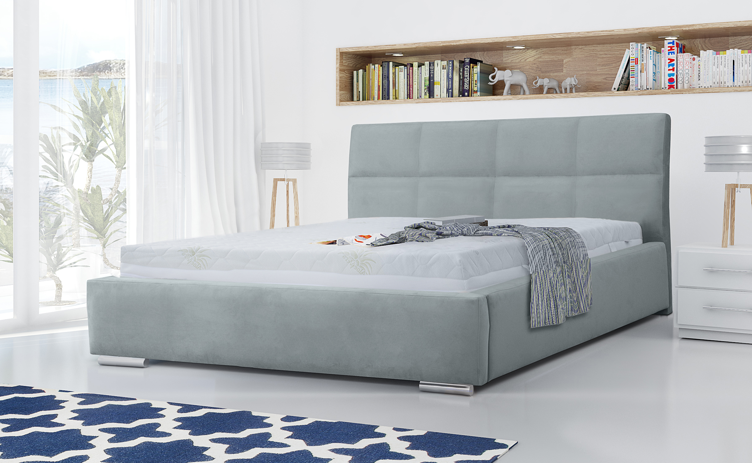 Eka Čalouněná postel FLOW 160x200 cm s kovovým úložným prostorem, Trinity 2314