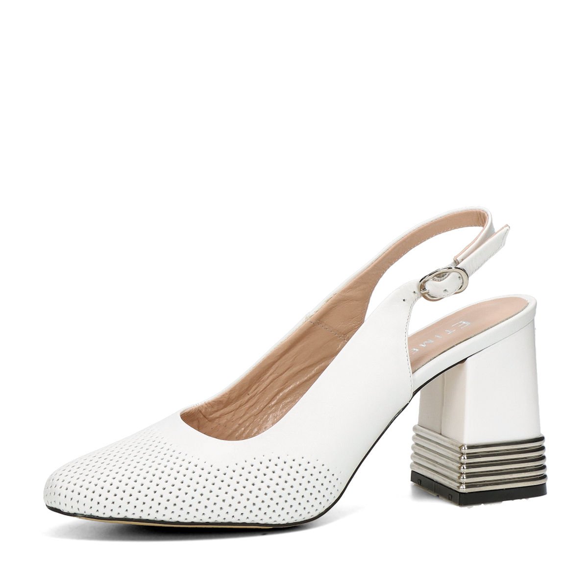 ETIMEĒ dámské kožené lodičky s otevřenou patou  - bílé - 36