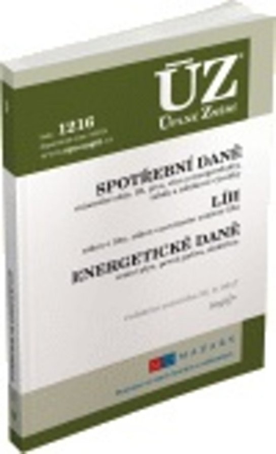 ÚZ 1216 Spotřební daně, líh, paliva a maziva, energetické daně