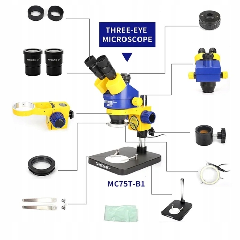 Stereo mikroskop Triocular Mechanic MC75T B1 Mimoni Led osvětlovač