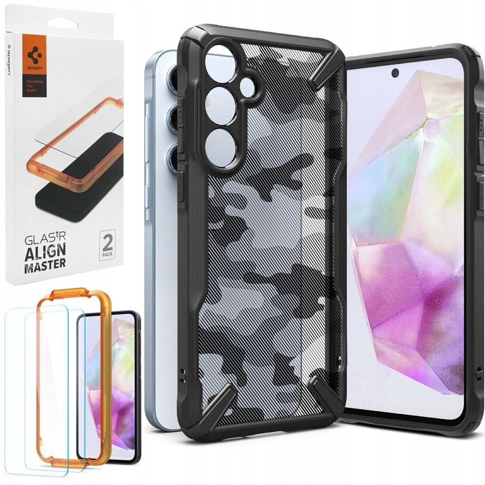 Pouzdro Ringke Fusion X Case Camo Folia 3mk Matowa pro Samsung Galaxy A35 5G