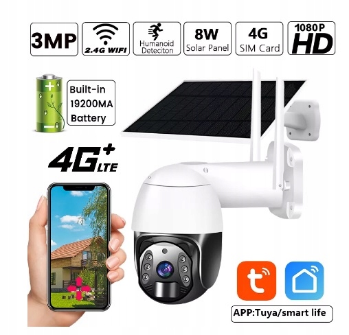 Lte Kamera Otočná 4G Cam Sim Gsm 3MPX Tuya Smart