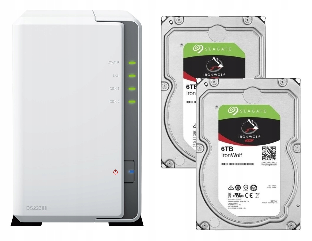 Nas Synology DS223j 2x 6TB Seagate IronWolf