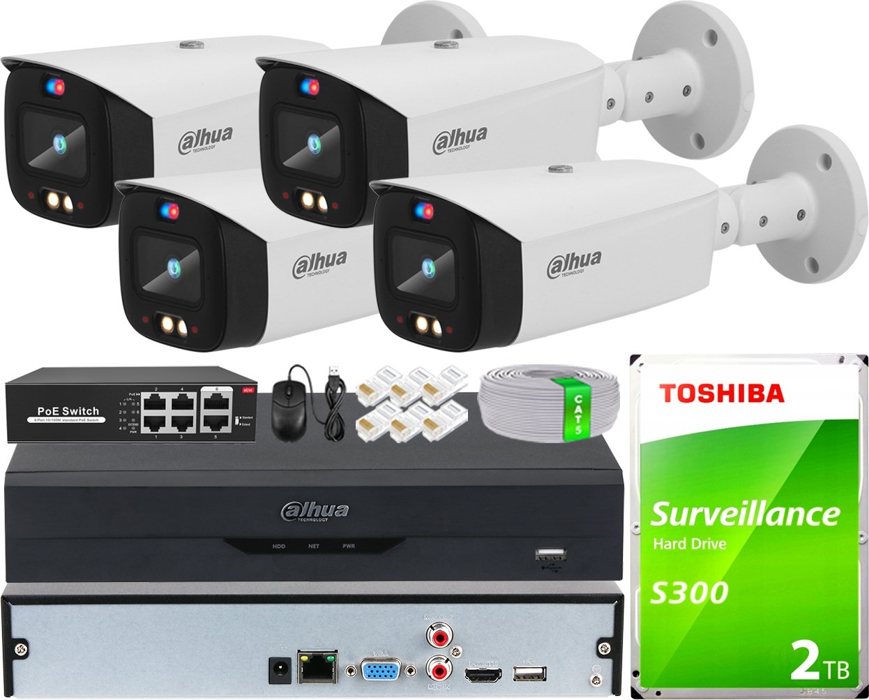 Ip monitoring Sada Dahua 4 Kamery 5Mpx TiOC PoE Odpuzovač Led Siréna