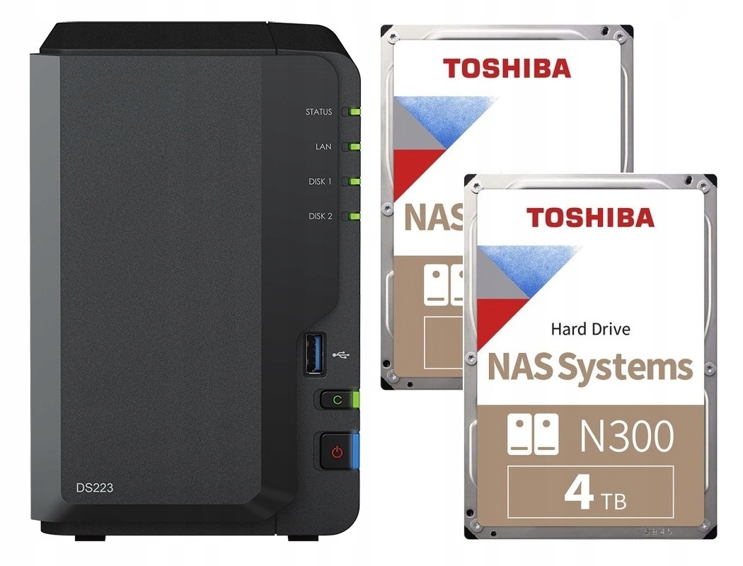 Nas server Synology DS223 2GB 2x 4TB Toshiba